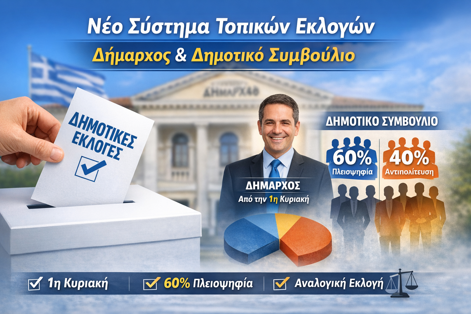 Πώς θα εκλέγεται ο Δήμαρχος και το Δημοτικό Συμβούλιο στις επόμενες αυτοδιοικητικές εκλογές
