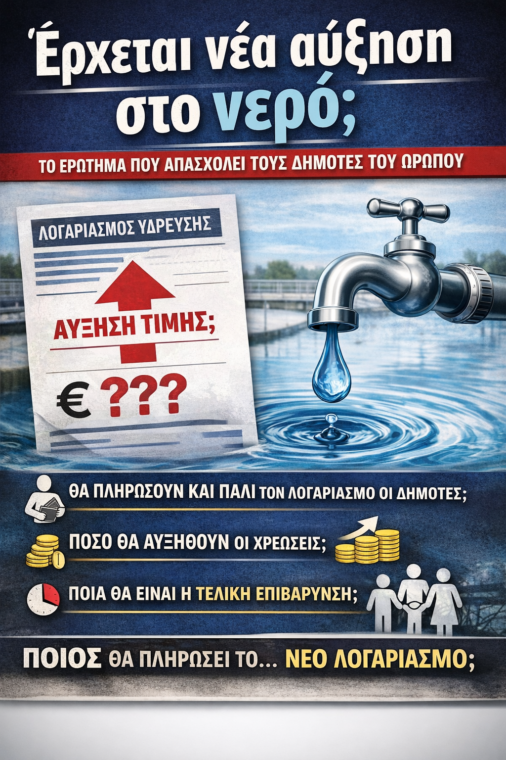 Υποκρισία στο θέμα του νερού! Όταν ο Δήμος Ωρωπού «ανακαλύπτει» τις αυξήσεις της ΕΥΔΑΠ